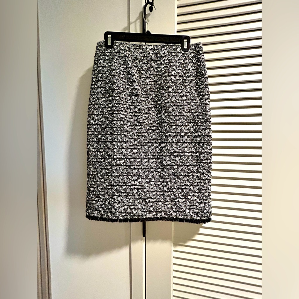 J.Crew black & white bouclé pencil skirt